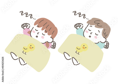 お昼寝をしている子供のイラスト