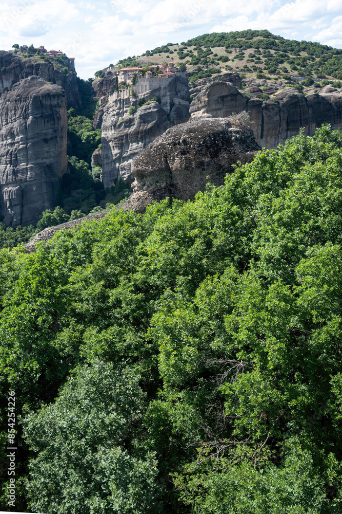 Fototapeta premium Panoramic view of Meteora Monasteries, Thessaly, Greece