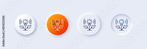 Incubator line icon. Neumorphic, Orange gradient, 3d pin buttons. Incubate business sign. Startup technology symbol. Line icons. Neumorphic buttons with outline signs. Vector
