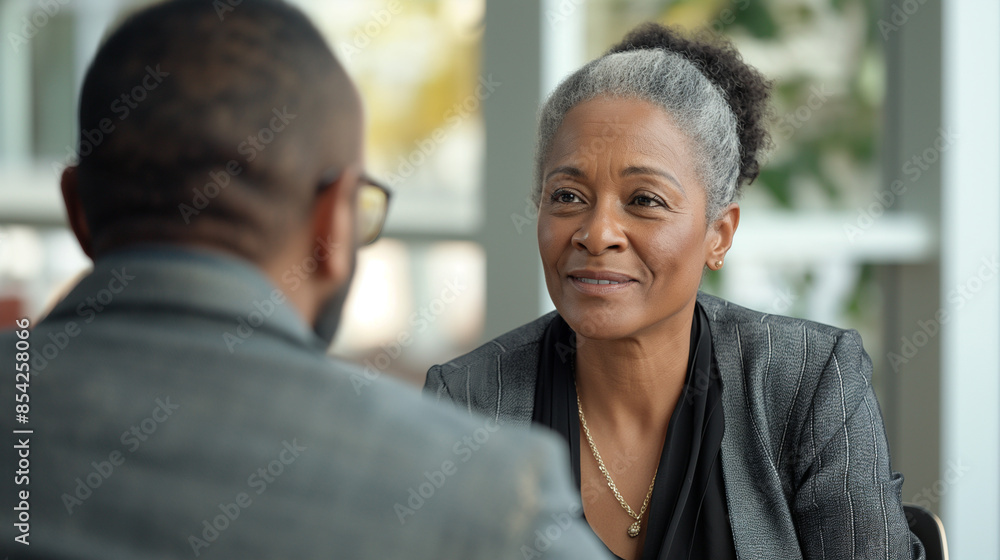 Fototapeta premium Portrait of an African American woman at an office interview