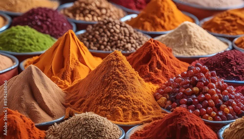 Fototapeta premium Colorful Assortment of Spices at Market