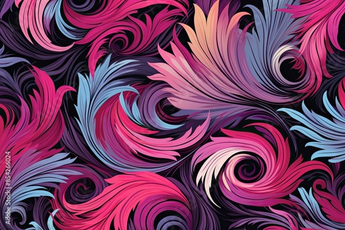 Acrylic paint pattern, seamless, design, floral, vector, illustration, wallpaper, flower, art, ornament, decoration, vintage, pink, paisley, decor, backdrop, retro, fabric, circle, leaf, nature, texti