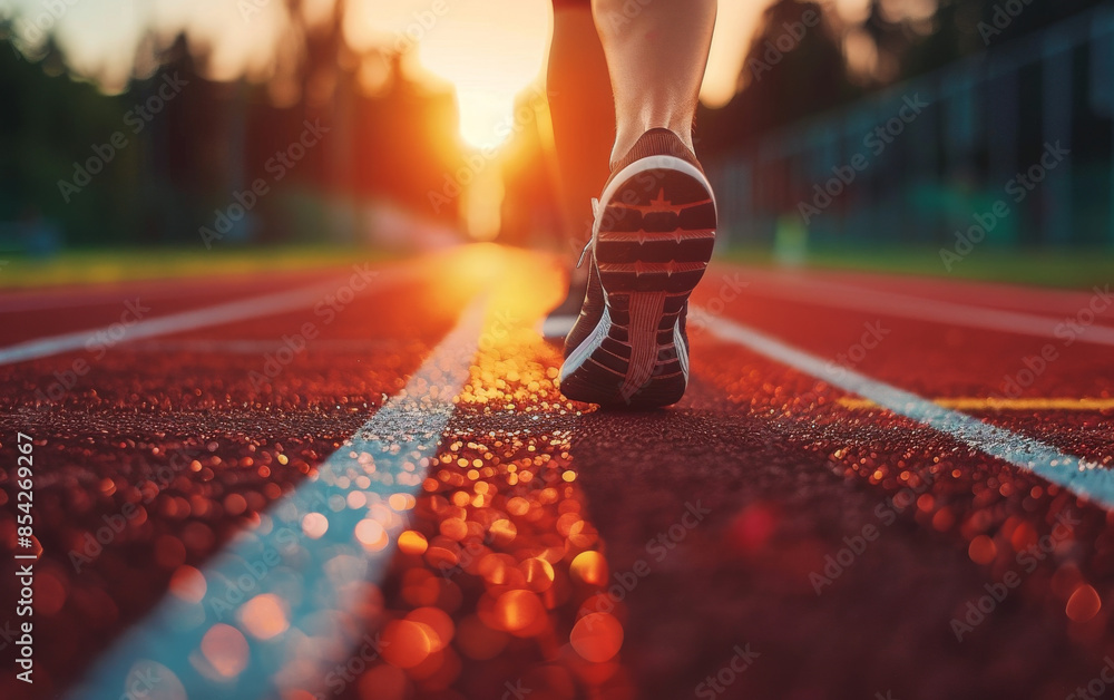 Fototapeta premium Runner on Track at Dawn