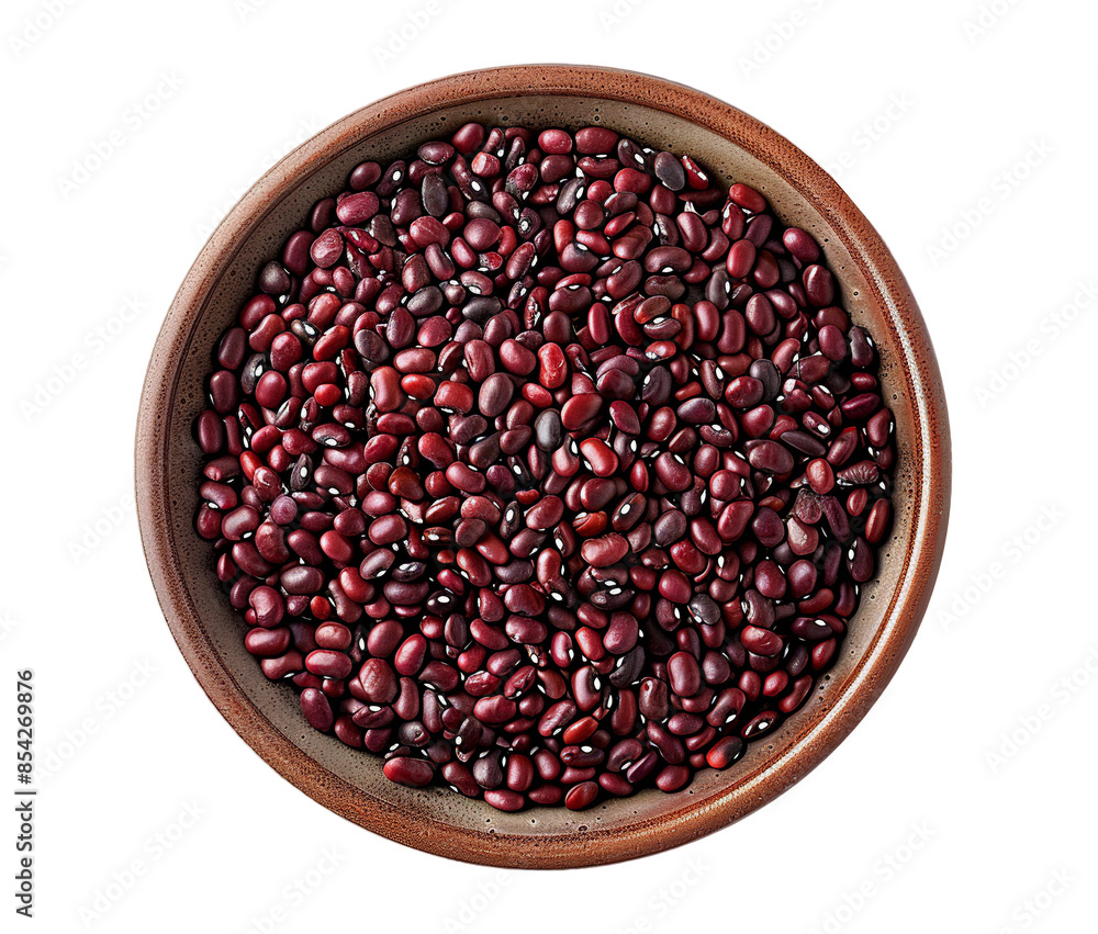 Red bean grains in a bowl isolated on transparent background Red bean grains in a bowl isolated on transparent background