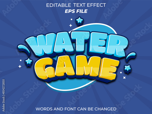 water game text effect, font editable, typography, 3d text for games. vector template