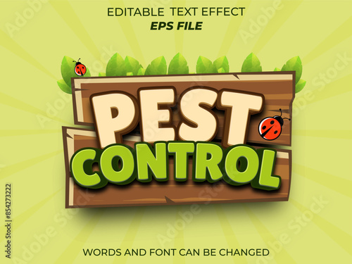 pest control text effect, font editable, typography, 3d text for games. vector template