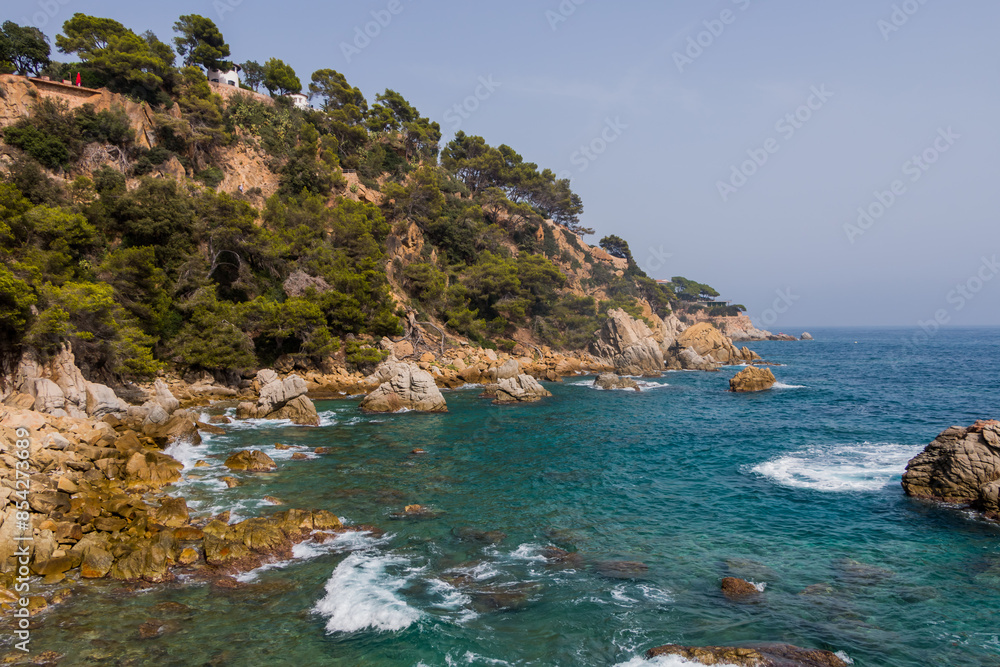 Obraz premium View of the sea coast in Lloret de Mar, Costa Brava, Catalonia, Spain.
