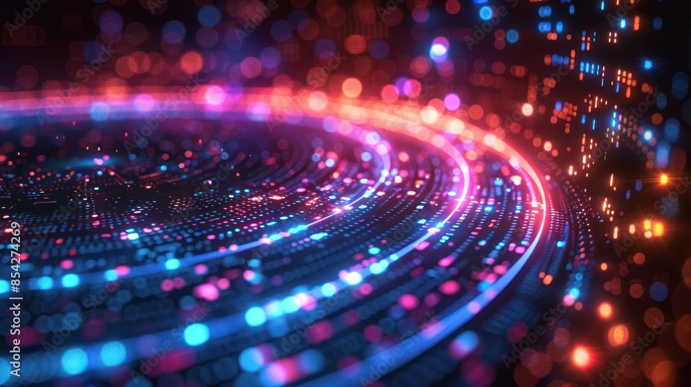 Abstract Digital Art with Circular Lights Abstract Digital Art with Circular Lights