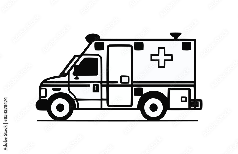 Black ambulance icon isolated on white background. Beautiful Ambulance icon.