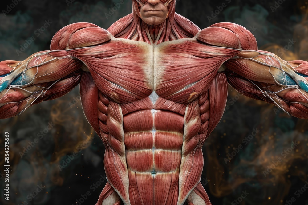 Anatomy of human muscles: comprehensive visual representation revealing 