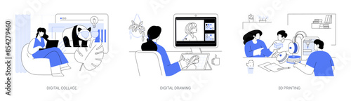 Digital art isolated cartoon vector illustrations se