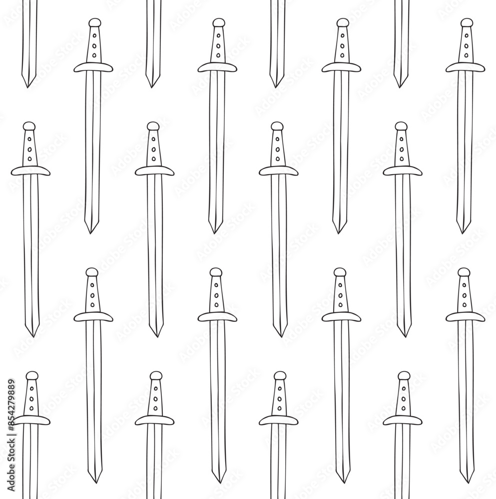 Vector seamless pattern of hand drawn doodle sketch outline sword isolated on white background Vector seamless pattern of hand drawn doodle sketch outline sword isolated on white background