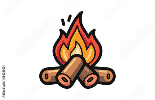 Campfire color icon vector, isolated on white background. Beautiful campfire icon.