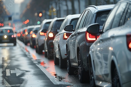 Wallpaper Mural Cars Lined Up In Traffic During A Rainy Day Torontodigital.ca
