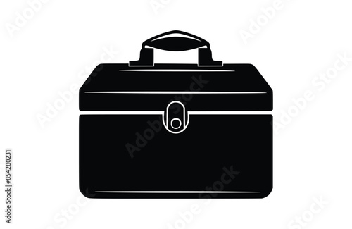 Cash box black icon, isolated on white background. Vector illustration.