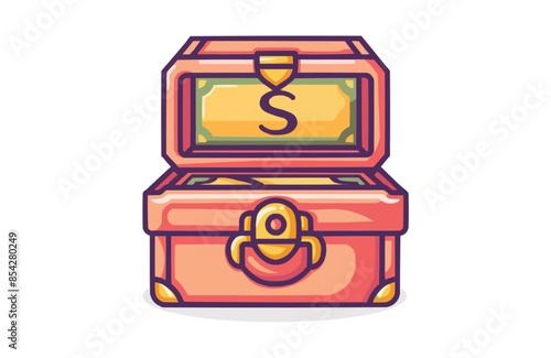 Cash box color icon vector, isolated on white background. Beautiful cash box icon.