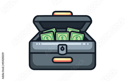 Cash box color icon vector, isolated on white background. Beautiful cash box icon.