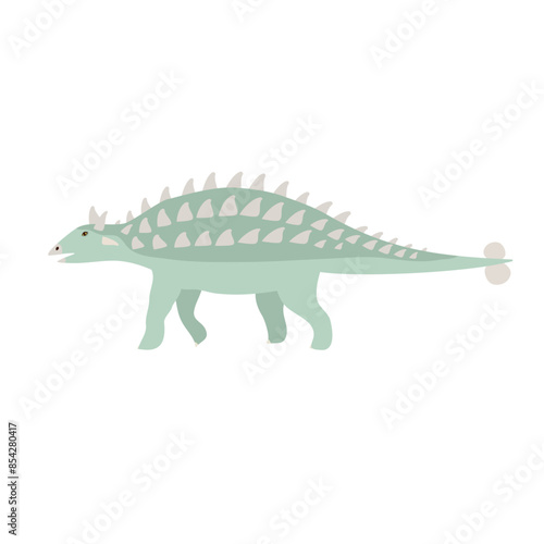 Vector flat hand drawn ankylosaur dinosaur isolated on white background photo