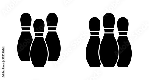 Bowling game Pin Icon vector isolated on white background. Bowling icon, ball and pin