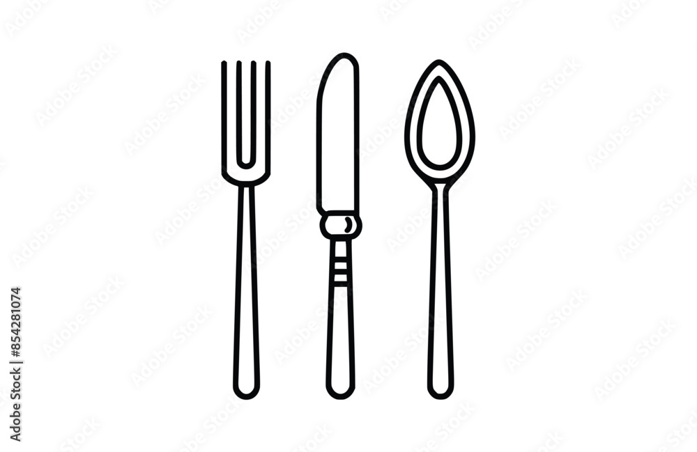 Cutlery black icon, isolated on white background. Vector illustration. Cutlery black icon, isolated on white background. Vector illustration.