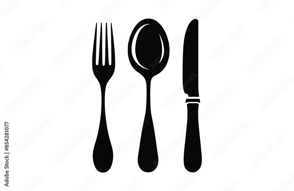 Cutlery black icon, isolated on white background. Vector illustration. Cutlery black icon, isolated on white background. Vector illustration.