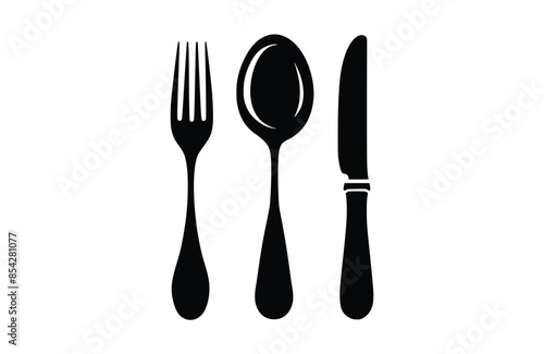 Cutlery black icon, isolated on white background. Vector illustration.