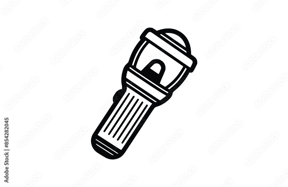 Flashlight black icon, isolated on white background. Vector illustration. Flashlight black icon, isolated on white background. Vector illustration.