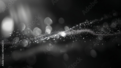 Abstract black and white bokeh background elegant noir droplets sparkle and shine on dark background like diamonds elegant shape curves and lines beautiful copy space negative space
