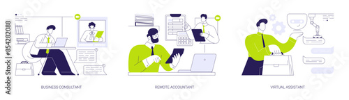 Online consultancy services abstract concept vector illustrations.