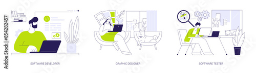 Remote IT jobs abstract concept vector illustrations.