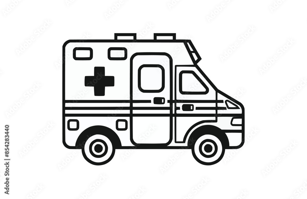 Black ambulance icon isolated on white background. Beautiful Ambulance icon. Black ambulance icon isolated on white background. Beautiful Ambulance icon.
