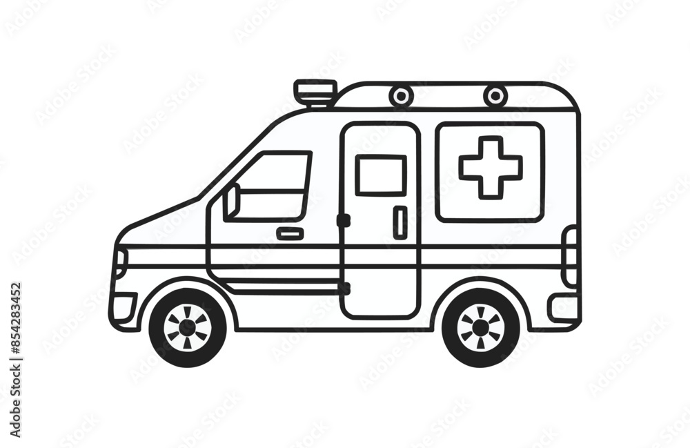 Ambulance black icon, isolated on white background. Vector illustration. Ambulance black icon, isolated on white background. Vector illustration.