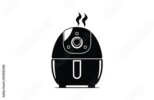 Air fryer black icon, isolated on white background. Vector illustration.