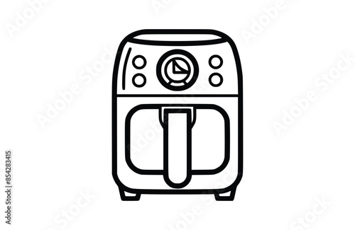 Air fryer black icon, isolated on white background. Vector illustration.