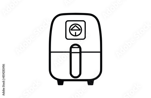 Air fryer black icon, isolated on white background. Vector illustration.