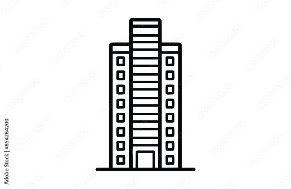 Building black icon, isolated on white background. Vector illustration. Building black icon, isolated on white background. Vector illustration.