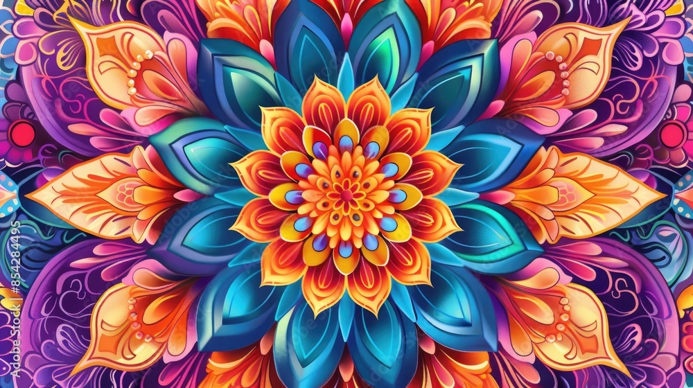 Colorful Flower Art Design in Mandala Style Colorful Flower Art Design in Mandala Style