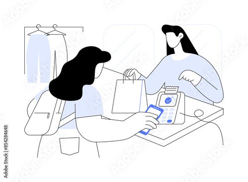 Paying with smartphone isolated cartoon vector illustrations.