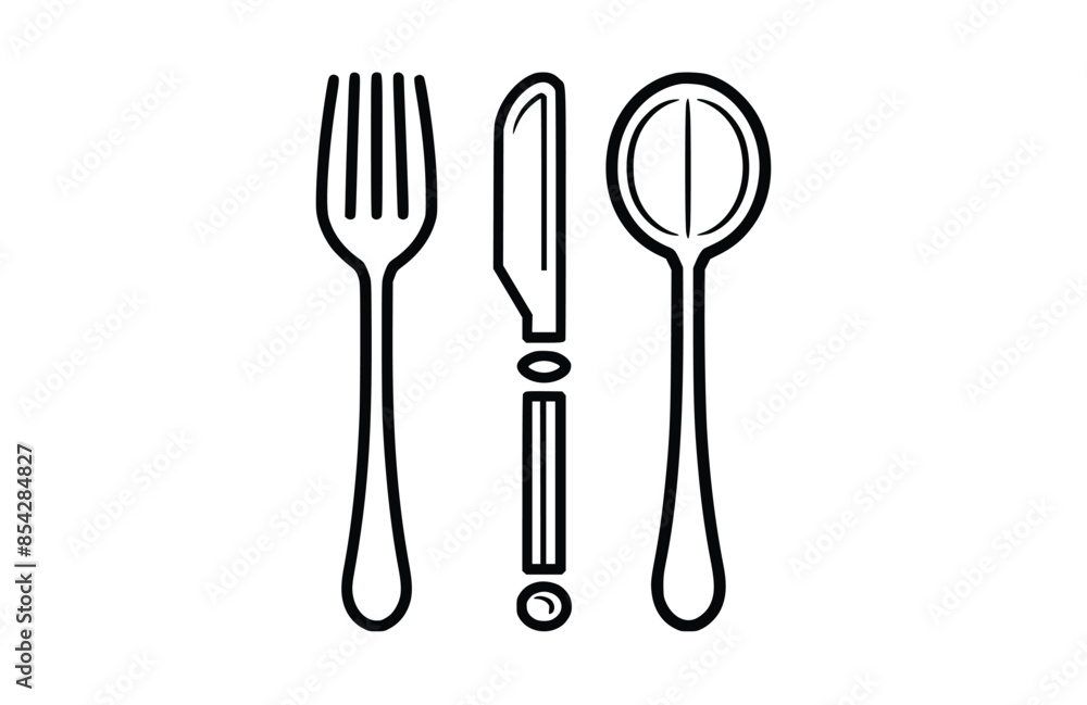 Cutlery black icon, isolated on white background. Vector illustration. Cutlery black icon, isolated on white background. Vector illustration.