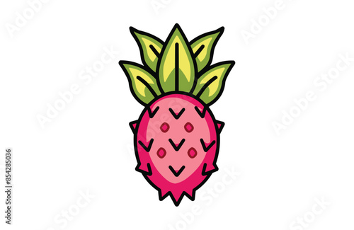 Dragon fruit color icon vector, isolated on white background. Beautiful dragon fruit icon.