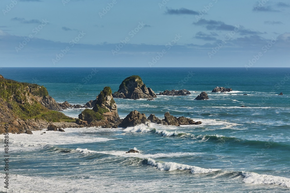 Coastal seaside landscape with cliffs, Cape Foulwind, New Zealand Coastal seaside landscape with cliffs, Cape Foulwind, New Zealand