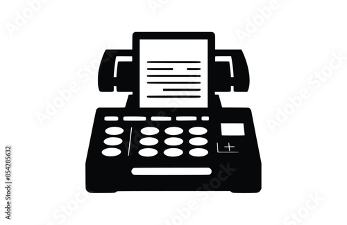 Fax black icon, isolated on white background. Vector illustration.