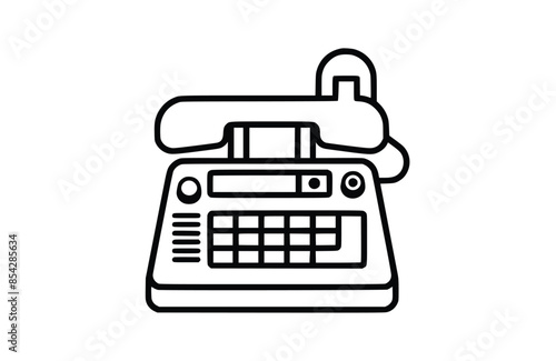 Fax black icon, isolated on white background. Vector illustration.