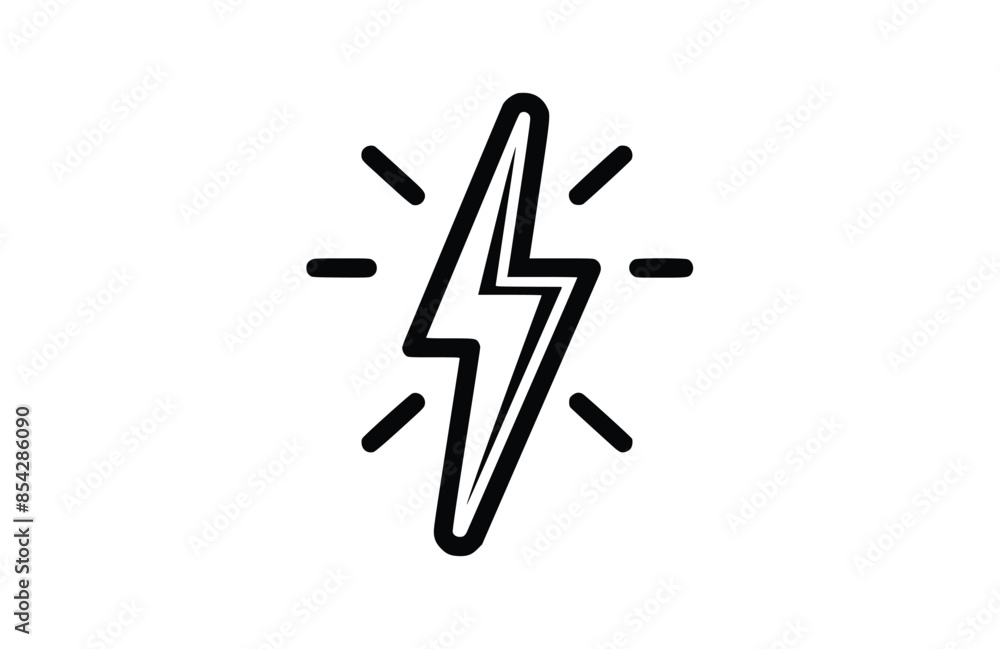 Flash black icon, isolated on white background. Vector illustration. Flash black icon, isolated on white background. Vector illustration.