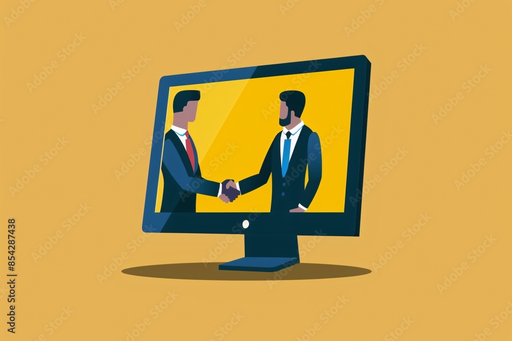 Virtual Handshake, Business Deal, Online Meeting. Virtual Handshake, Business Deal, Online Meeting.