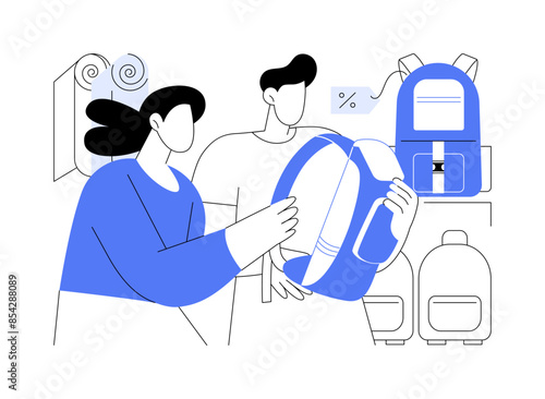 Choosing a backpack isolated cartoon vector illustrations.