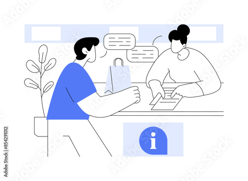 Store information counter isolated cartoon vector illustrations.