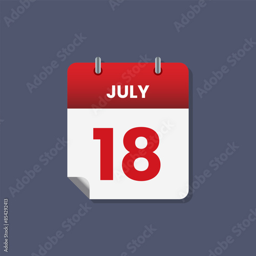 Calendar date month icon flat july vector