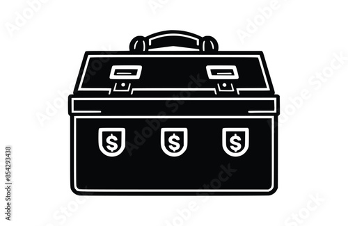 Black cash box icon isolated on white background. Beautiful Cash box icon.