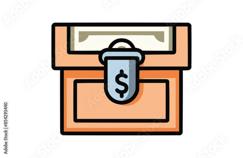 Colorful cash box icon isolated on white background.